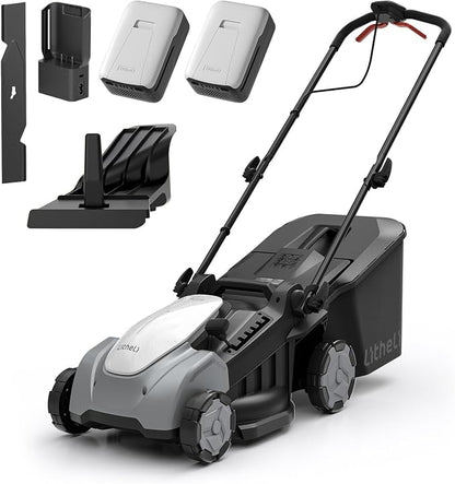 Litheli 40V Battery Lawn Mower 16″, Cordless Electric Mower with Brushless Motor, 6 Cutting Positions, 50L Grass Box, 2×5.0Ah Batteries & Charger for Medium Yards