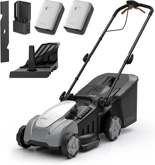 Litheli 40V Battery Lawn Mower 16″, Cordless Electric Mower with Brushless Motor, 6 Cutting Positions, 50L Grass Box, 2×5.0Ah Batteries & Charger for Medium Yards