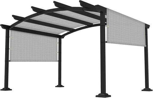 14' × 22' Pergola Shade Cover Universal Replacement Canopy Cover Outdoor Durable Fabric Sun Shade Cloth for Deck Patio Porch Backyard Gazebo with Grommets & Weighted Rods, Light Gray