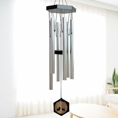 Wind Chimes for Outside, Sympathy Wind Chimes, Memorial Wind Chimes in Memory of Loved One, Sympathy Gift, Tree of Life Wind Chime Decor for Home Outdoor Garden Yard Patio 33" Silver