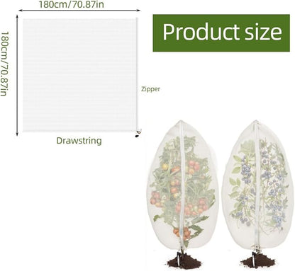 2 Pcs 6x6ft Fruit Tree Covers with Zipper and Drawstring,Nets to Protect Garden Blueberry Bushes from Birds and Insects, Fruit Tree Netting for Vegetable