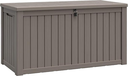 NUNU LAB 180 Gallon Outdoor Storage Box Waterproof, Outside Package Delivery Deck Boxes with Lockable Lid, Backyard Storage Bin For Garden Tools, Patio Cushions, Gray