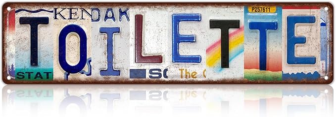 Vintage Toilette Street Sign Wall Decor Metal Tin Signs