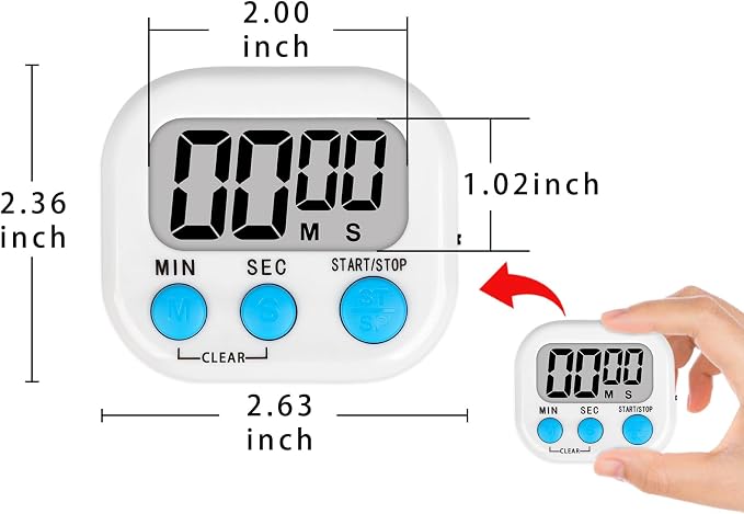 Lasubst Digital Classroom Timers for Teachers Kids School Supplies Bulk with Magnetic Back 24 Pack, Black White Pink Purple Blue Green