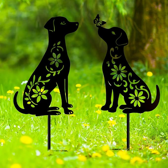 Dog Metal Decorative Garden Stakes, Dachshund Unique Gifts for Dog Lovers, Garden Decor for Outside, Yard Art, Patio, Outdoor Decor, Garden Decorations, Lawn Ornaments (2 Pack)