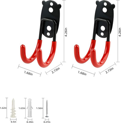 Garage Hooks Heavy Duty, Small Hooks Wall Mount, Anti-Slip PVC Coated Steel Utility Storage Organizer for Hanging Ladders, Bikes, Garden Tools and Hoses 2 Packs