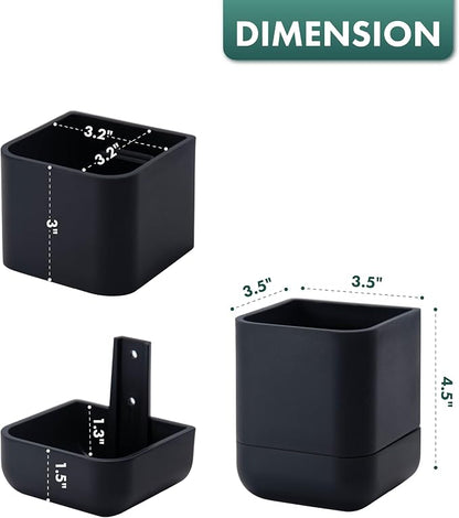 Phoenix Vine 3.5 Inch Wall Mounted Self-Watering Planter Pot for Indoor Houseplants and Herbs | Hanging Planter for Window Sills, Bathroom Walls, Home & Office Décor, Black, Set of 4, 01-A-E-4