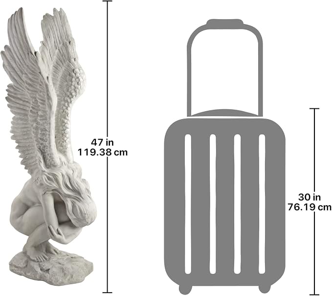 Design Toscano KY30700 Extended Grace Angel Garden Statue, 24 Inch, Antique Stone
