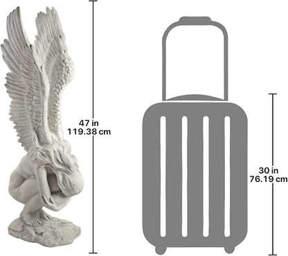Design Toscano KY30700 Extended Grace Angel Garden Statue, 24 Inch, Antique Stone