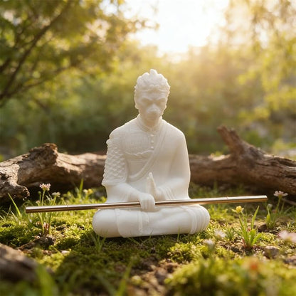 livelyfish Aquarium Sun Wukong Statue Monkey Kings Buddha Statues Zen Sandstone Figurines for Fish Tank Garden Aquarium Decor (White)