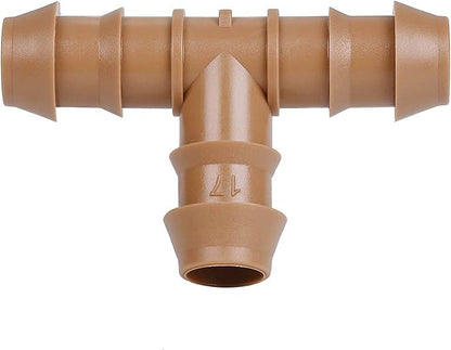20-Pack Drip Irrigation Barbed Tee Fittings, Fits of 1/2”, 17mm .600” ID Drip Tubing