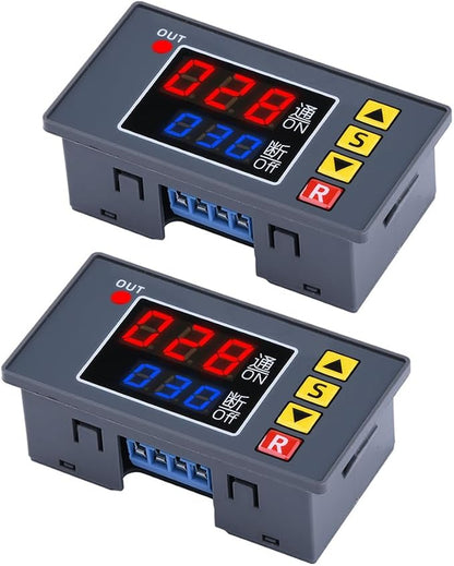 2PCS Programmable Time Controller Timer Delay Relay Module 20A 1500W Switch Type Passive Output Timer Switch LED Digital Display (AC110~220V Upgraded Version)