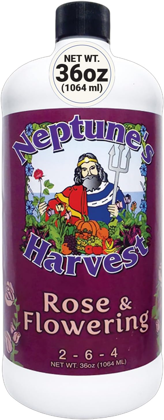 Neptune's Harvest Rose & Flowering Fertilizer (2-6-4) - 36oz Bottle - Organic Liquid Food for Vibrant Blooms & Growth - Promotes Healthy Foliage - Ideal Fertilizer for Indoor & Outdoor Use