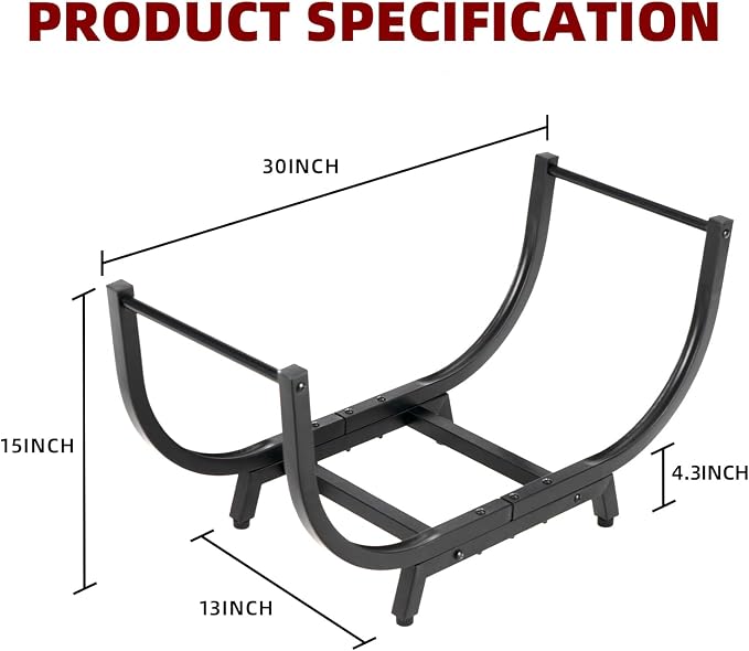 DNKMOR 30INCH Firewood Rack for Outdoor&Indoor,Heavy Duty Stable Log Holder for Fireplace Wood,Durable Metal Wood Storage Rack