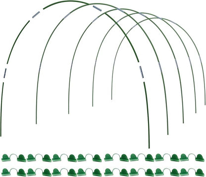 MAXPACE Greenhouse Hoops Kit, DIY 8ft Grow Tunnel, Fits Raised Garden Beds 2.7ft Wide & Up, 25 Pcs Rust-Proof Fiberglass Frame Support Rods for Row Cover, Shade Cloth, Frost Netting & Plant Stakes