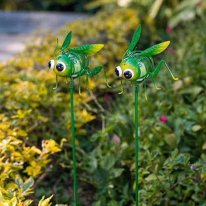 Viveta 2 Pack Garden Solar Lights, Solar Lights Stake | Decorative Solar Light with Cute Insect Figurines for Outdoor Pathway & Patio