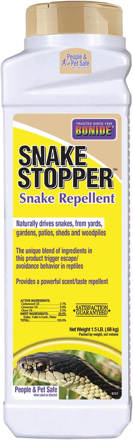 Bonide Snake Stopper Snake Repellent, 1.5 lbs Ready-to-Use Granules, Outdoor Deterrent for Snakes, Lizards, Iguanas