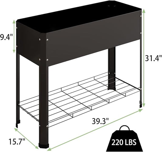 PROXRACER Raised Garden Bed with Detachable Legs Elevated Metal Planter Box for Growing Fresh Herbs Vegetables Flowers Succulents&Other Plants for Outdoor Backyard Patio Deck Balcony Black L