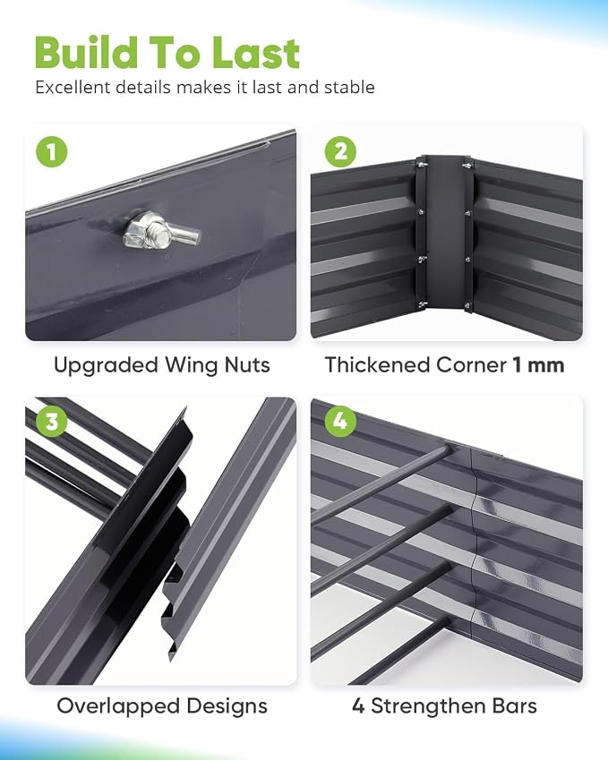 Quictent Galvanized Raised Garden Bed with Crop Cage Plant Protection Net Tent and Shade Cloth Kit Metal Planter Box Bottomless Planting Vegetables Outdoor Backyard Included T Tags Wing Nuts 4x3x1 Ft