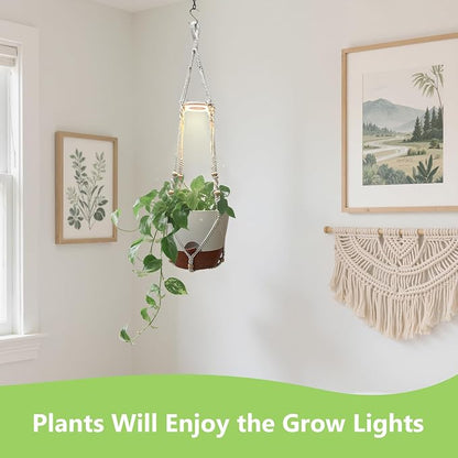 2 Pack Self Watering Hanging Planters with Grow Light for Indoor Plants | 10 Brightness, 3 Light Modes, 3/9/12H Timer, Built-In Reservoir, Drainage Holes, 10 in Pots