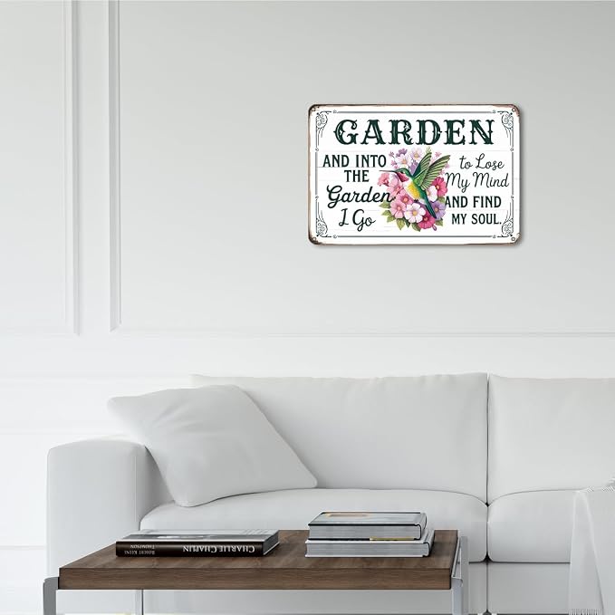 mmiishe Vintage Metal Garden Signs Wall Decor Gifts for Women Rustic Metal Art for Home Gate Garden Bars Restaurants Cafes Pubs Club Patio Porch 8x12 Inches Birthday Anniversary Decoration