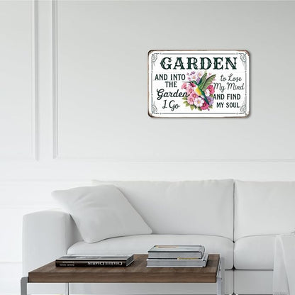 mmiishe Vintage Metal Garden Signs Wall Decor Gifts for Women Rustic Metal Art for Home Gate Garden Bars Restaurants Cafes Pubs Club Patio Porch 8x12 Inches Birthday Anniversary Decoration