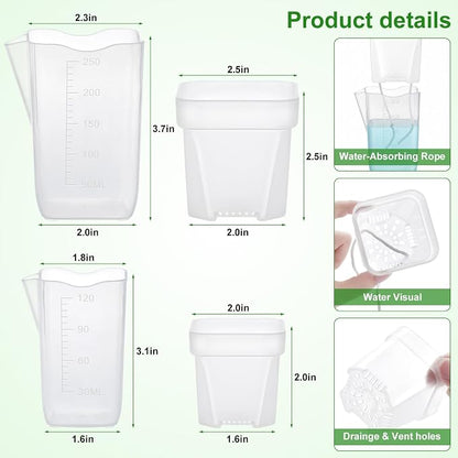 2" Clear Self Watering Pots for Indoor Plants,16PCS Mini Plastic Nursery Planters with Water Level Indicator & Drainage Holes for Propagation,Succulents,Seedling,African Violet,Plant Labels