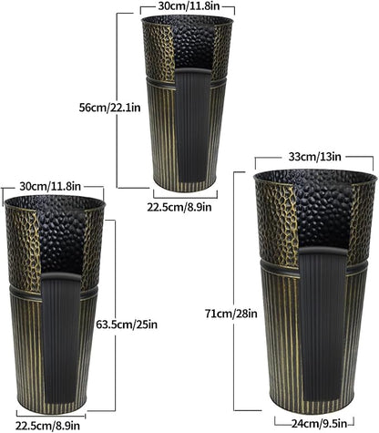 2 Pcs Pack 22 Inches Metal Tall Tapered Planter Pots Large Galvanized Steel Round Planter Flower Pot with Drainage Holes for Indoor Outdoor Deck Porch Garden Home Patio Front Door (Antique Bronze, S)