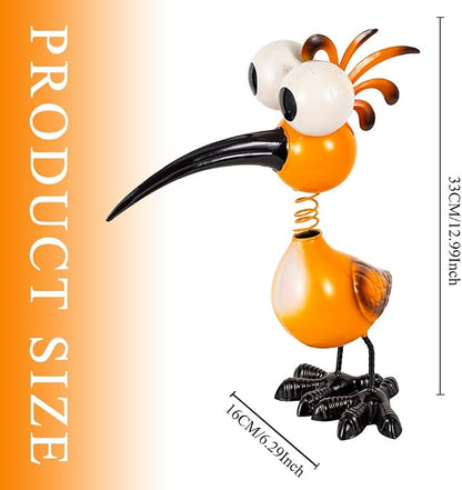 Yellow Big Eyes Bird Metal Garden Statues Yard Decorations Outdoor,13" Bird Decor Yard Statue Decorations Outdoor,Gardening Present for Women for Housewarming