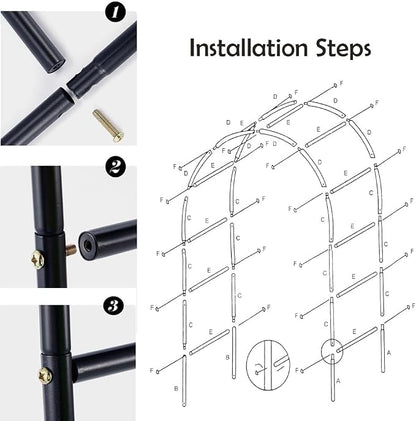 Thickened Tube Garden Arch,7.3ft Heavy-Duty Metal with 16mm Steel Tubes & 0.5mm Thickened Wall, Durable Outdoor Trellis for Climbing Plants,Roses,Garden Party,Ceremony & Decorations (Black)