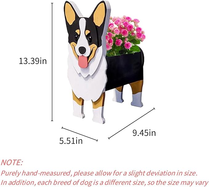 Welsh Corgi Dog Planter Pots, 9.84 x 5.51 x 13.35 Inches | Dog Flower Pot, Cute Animal Shaped Plant Pot, Gifts for Women & Pet Lovers, Indoor Outdoor Garden Home Office Decor