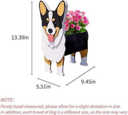 Welsh Corgi Dog Planter Pots, 9.84 x 5.51 x 13.35 Inches | Dog Flower Pot, Cute Animal Shaped Plant Pot, Gifts for Women & Pet Lovers, Indoor Outdoor Garden Home Office Decor