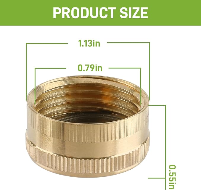 12PCS 3/4" Garden Hose Cap Garden Hose Connector Brass Cap with Washer Female Fitting Cap