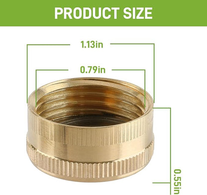 12PCS 3/4" Garden Hose Cap Garden Hose Connector Brass Cap with Washer Female Fitting Cap