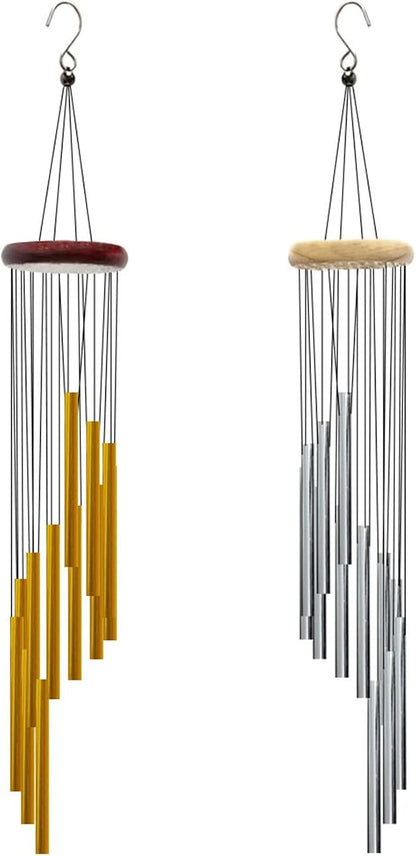 Wind Chimes for Outside with 12 Aluminum Tubes Wind Bells, 23 Inches Melody Windchimes Outdoors for Farmhouse Garden Patio Home Decor (Silver)