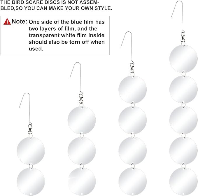 XPCARE 30 Pcs Bird Scare Discs Set, Reflective Double-Sided Bird Reflectors Upgraded Discs Set Reflective to Scare Bird Like Woodpeckers Pigeons Ducks
