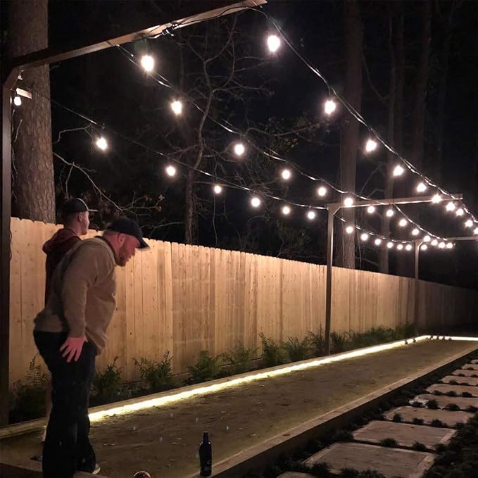 YQL Outdoor Lights Hanging Kit,Globe String Lights Suspension Kit,164ft Black Vinyl-Coated 304 Stainless Steel Cable,String Light Guide Wire,Hook & Eye Turnbuckle Wire Rope Tension | Heavy Duty 164ft Black Vinyl Coated Suspension Kit with Turnbuckle Te...