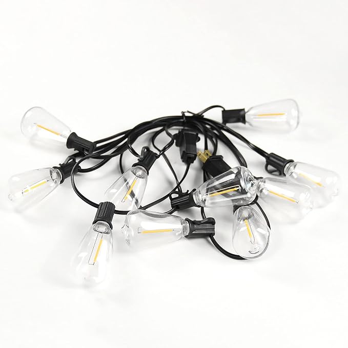 BRIMAX 10FT Outdoor String Lights with 10 Bulbs,ST38 1W Plastic LED Edison Bulbs, Shatterproof, Waterproof String Lights, Perfect for Bistro, Pergola, Backyard and Garden | Shatterproof and Waterproof Edison Bulb String Lights, Perfect for Bistro, Perg...