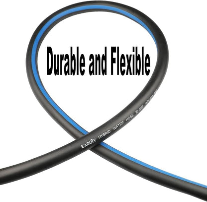 Hybrid Garden Hose 5/8 IN. x 50 FT, Heavy Duty, Lightweight, Flexible with Swivel Grip Handle and Solid Brass Fittings, Gray+Blue