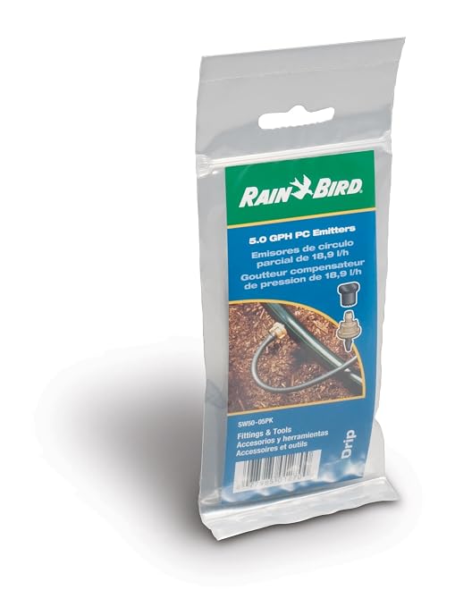 Rain Bird SW50/05PS Drip Irrigation Spot Watering Dripper/Emitter with Diffuser Cap, 5 Gallon Per Hour, 5-Pack