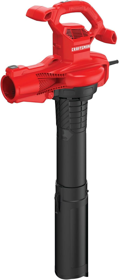 CRAFTSMAN 3-in-1 Leaf Blower, Vacuum and Mulcher, Backpack Blower Up to 260 MPH, 12 Amp, Corded Electric Leaf Collector (CMEBL7000)