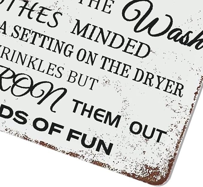 Laundry Room Lessons Metal Sign – Vintage Funny Laundry Quote Wall Decor, Utility Room, Bathroom – Humorous Housewarming Gift for Women, Moms, and Homeowners (As the picture shows)
