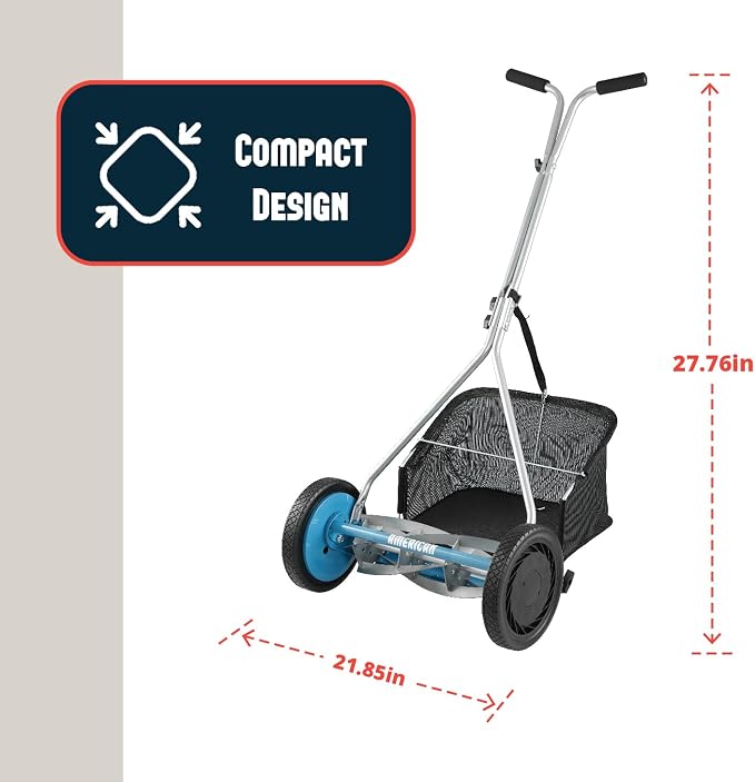 American Lawn Mower 1604-16 16" 5-Blade Reel Mower with Grass Catcher