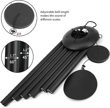 ASTARIN 60" Extra Large Wind Chimes Outside Metal WindChimes with Deep Tone, Outdoor Bass Windchimes for Patio Balcony Garden Yard Decoration,Black