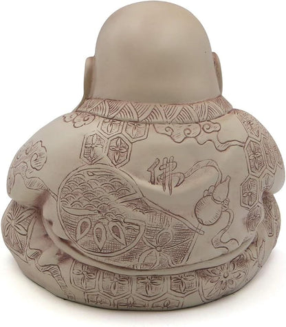 Happy Buddha Statue - Decorative Zen Figurine for Home and Garden, Outdoor-Friendly, Perfect for Meditation and Feng Shui (Cream)