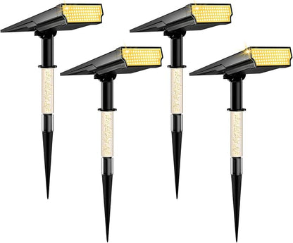 Solar Lights Outdoor Waterproof IP65, 76 LED Solar Landscape Lights, 2-in-1 Spotlight & Ambient Glow, Solar Powered Spotlights for Palm Tree, Pathway, Yard, Flag Pole, Warm White-4 Pack