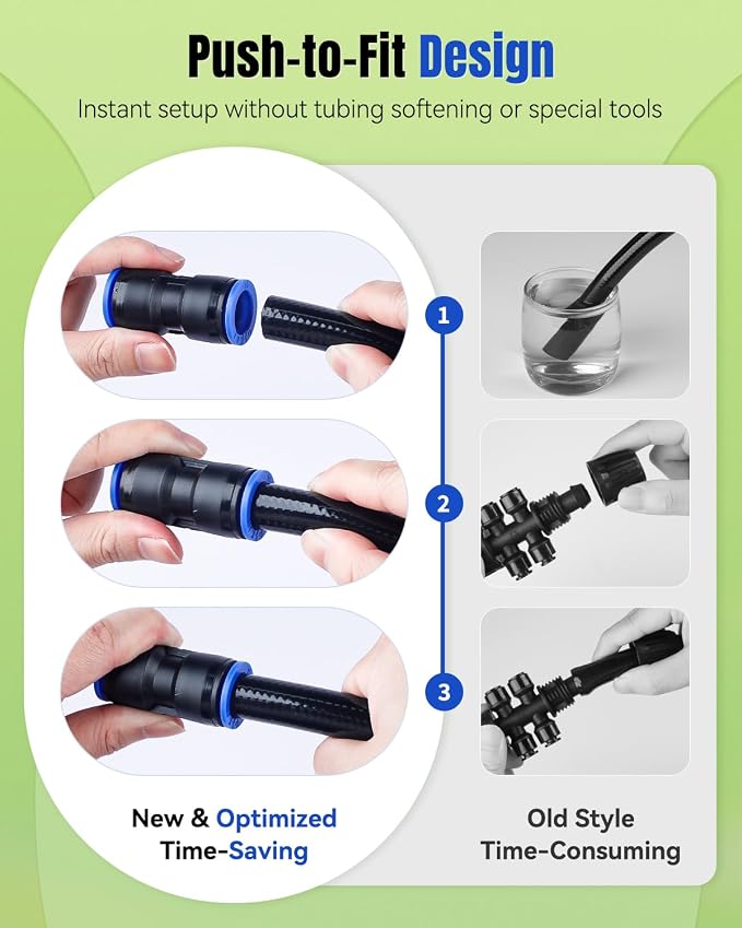 Pawfly 15 Pcs Quick Connect 1/2" Drip Irrigation Coupling Fittings for 1/2 Inch Irrigation Tubing (1/2" ID x 0.62-0.63" OD), Push-to-Fit 2-Way Straight Coupling Connectors, Drip Irrigation Parts