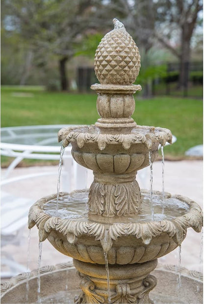 Kenroy Home Ibiza Classic Outdoor Floor Fountain, Sandstone, 45 Inch Height, 25.5 Inch Width, 25.5 Inch Depth