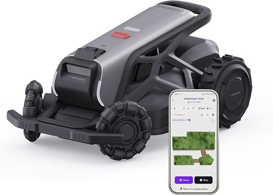 TRON SE Robotic Lawn Mower for Up to 3/8 Acre,No Perimeter Wire | FlowCut Mulching Wire-Free w/ 140° AI Vision With nRTK V-SLAM,Auto Mapping,AI Obstacle Avoidance, Smart App Control,65% Slope