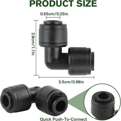Kalolary 30 PCS Quick Connect 1/4" Drip Irrigation Elbow Connector, Universal Barbed Elbow Fittings for 1/4" Irrigation Tubing Leak Free Fittings for Sprinkler Drip Irrigation Watering System